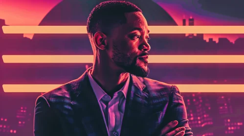 Will Smith with Neon City Background