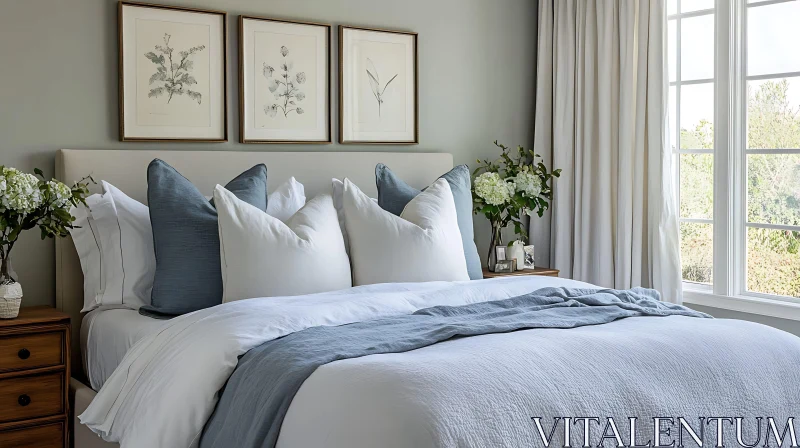 Calm Bedroom Retreat with Natural Light AI Image