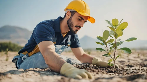 Man Planting Sapling: A Symbol of Environmentalism