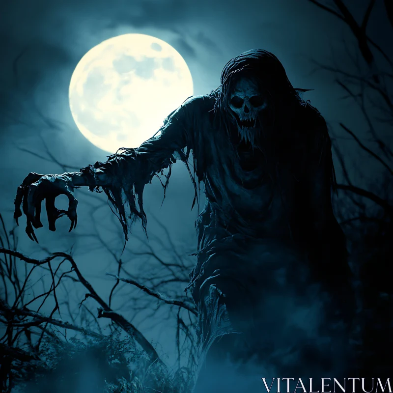 Eerie Grim Reaper in the Night AI Image