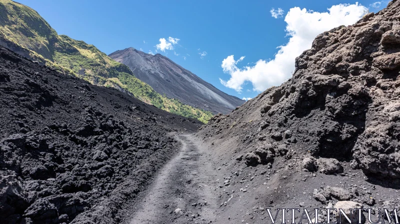 Journey Through Volcanic Terrain AI Image