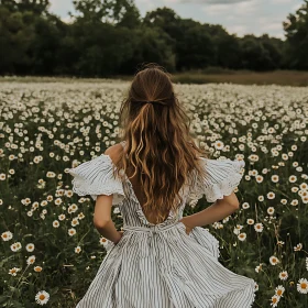 Girl in Floral Meadow