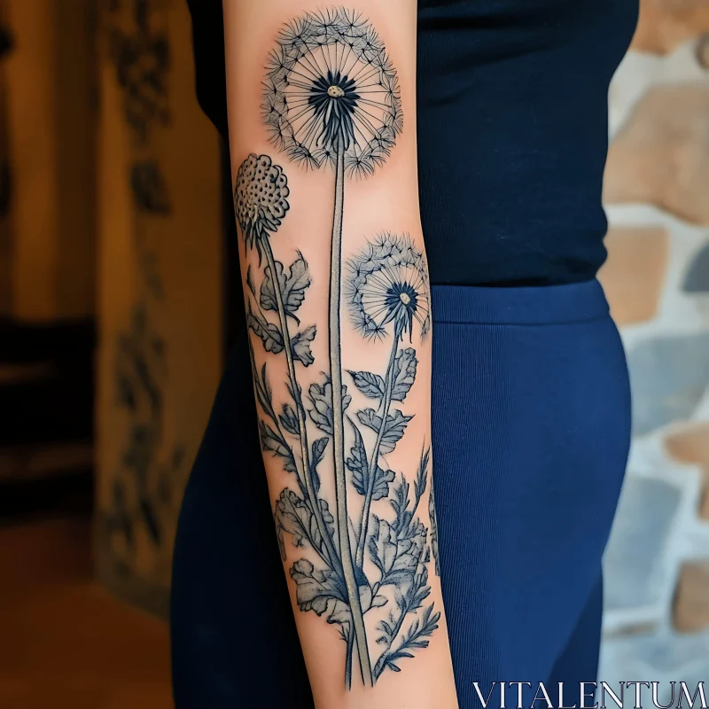 Artistic Floral Tattoo on Arm AI Image