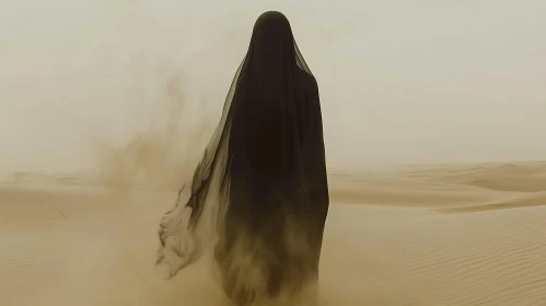 Desert Silhouette: Veiled Figure