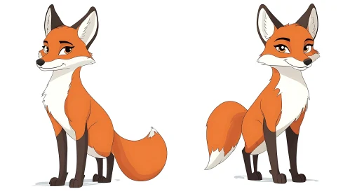 Playful Fox Cartoon Illustration