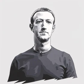 Monochromatic Digital Drawing of Mark Zuckerberg