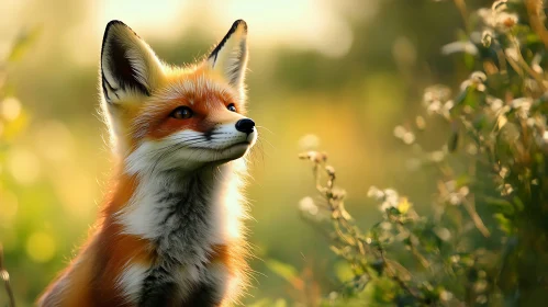 Fox in a Field of Flowers