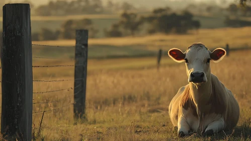 Peaceful Cow in Meadow