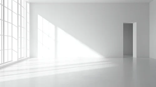 Minimalist White Room with Window Shadows