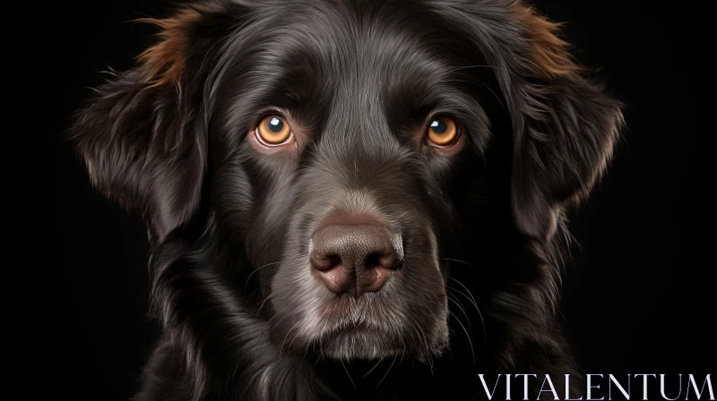 Black Dog Portrait with Bright Orange Eyes AI Image