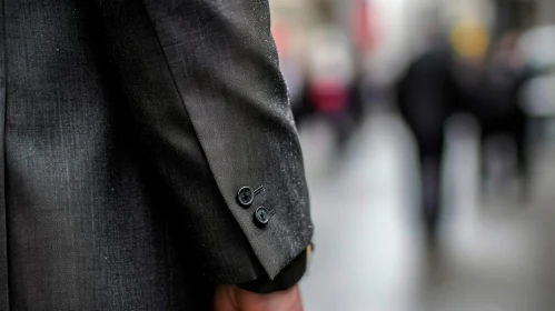 Black Suit Jacket: A Stylish Man's Arm in Textured Fabric