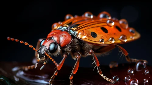 Captivating Ladybug with Water Drops in Sci-Fi Style