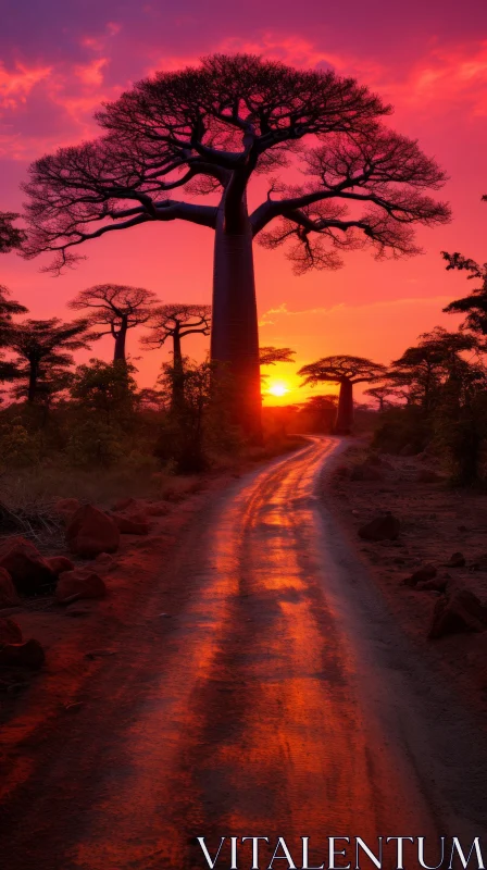 Captivating Sunset Road: A Celebration of Nature AI Image
