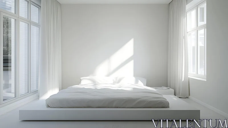 AI ART Minimalist Bedroom with Sunlight