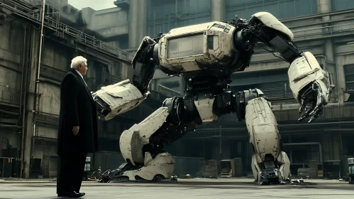 Man and Robot Confrontation
