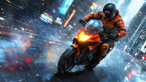 Urban Motorcycle Adventure in the Rain