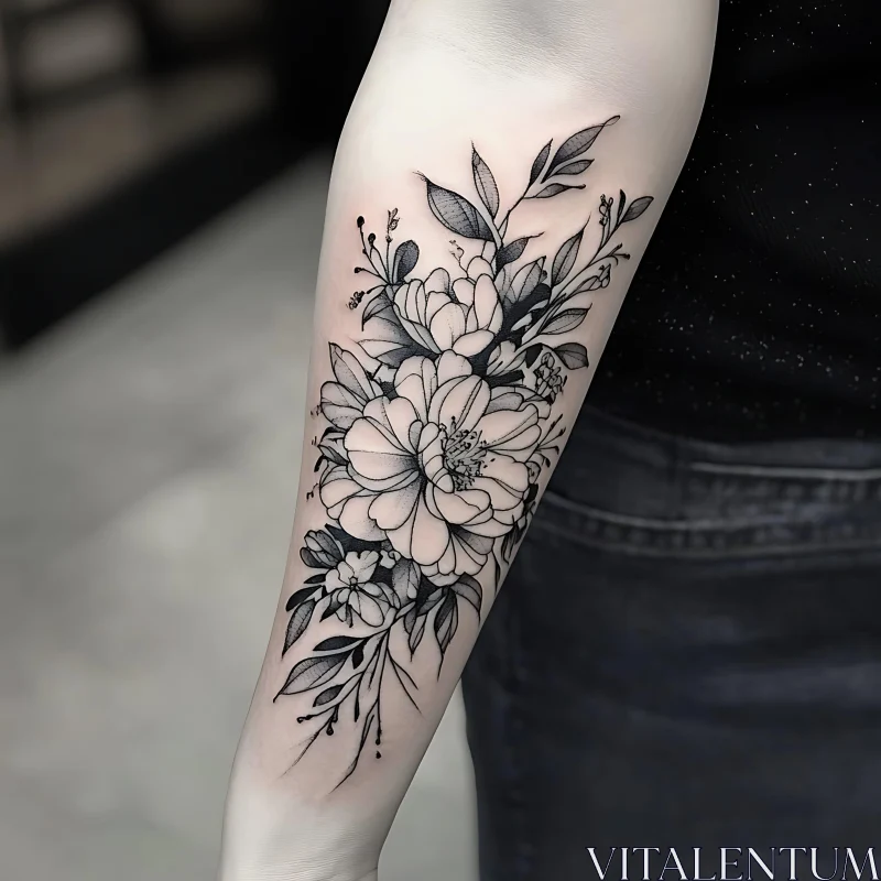 AI ART Intricate Floral Forearm Tattoo Design