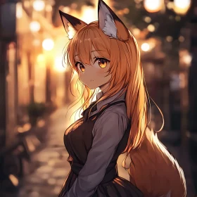 Anime Fox Girl in Gentle Light