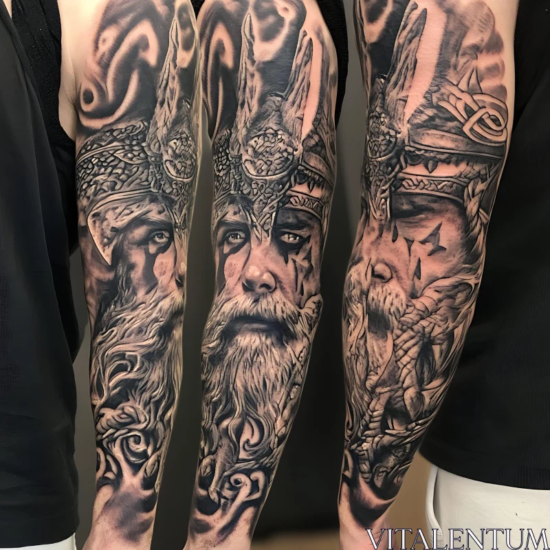 Nordic Warrior Arm Tattoo AI Image