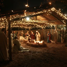 Illuminated Nativity Manger Scene
