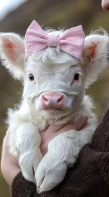 White Calf with Pink Bow