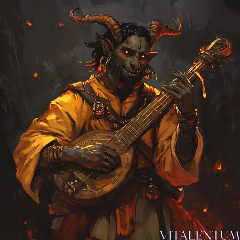 AI ART Horned Bard: A Demon's Serenade