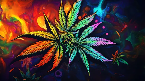 Colorful Abstract Cannabis Leaves Illustration