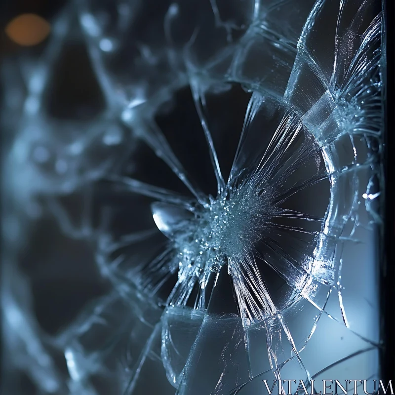 AI ART Fractured Glass with Cracks and Reflections