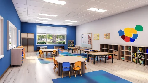 Colorful Classroom with Learning Environment