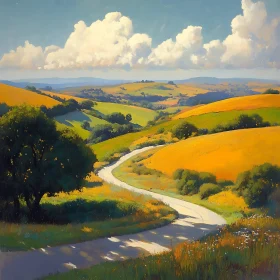 Scenic Countryside Landscape Painting