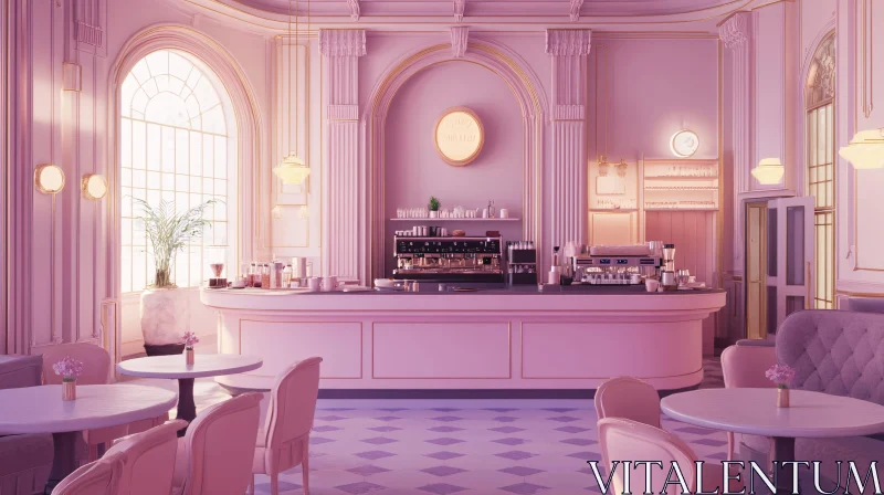 Pastel Pink French Style Cafe AI Image