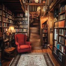 Cozy Library with Books and Seating