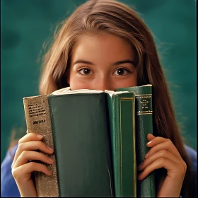 Portrait of Young Reader with Books