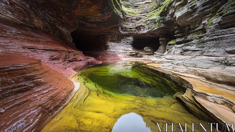 AI ART Canyon with Green Water and Spectacular Rock Formations