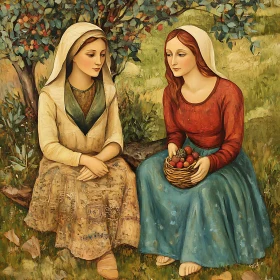 Two Women in the Orchard Artwork