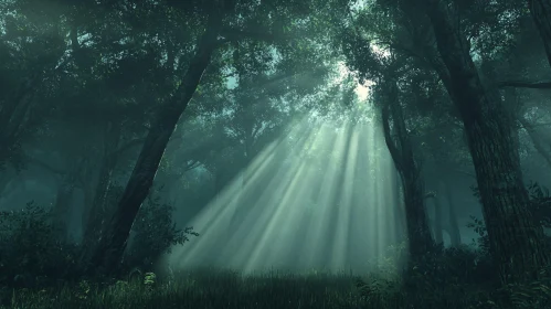 Mystical Forest with Serene Sunlight