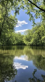 Peaceful Lakeside Scene with Reflective Water