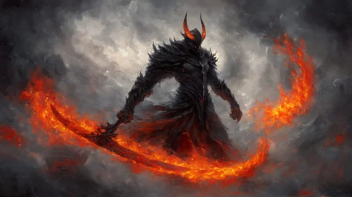 Dark Demon with Sword of Fire