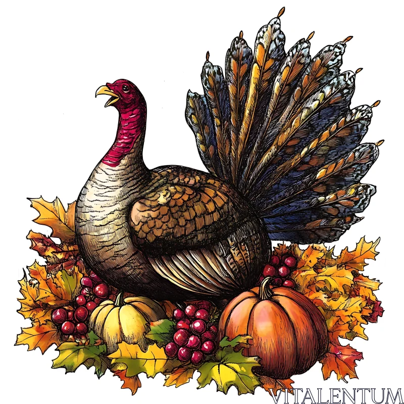 Festive Autumn Harvest with Turkey AI Image