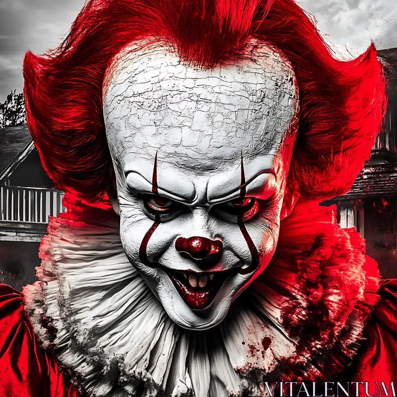 AI ART Creepy Clown with Red Hair