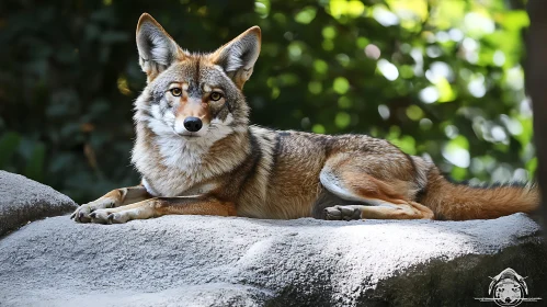 Coyote Resting on a Rock