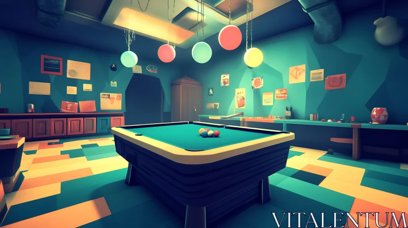 AI ART Stylized Billiards Room