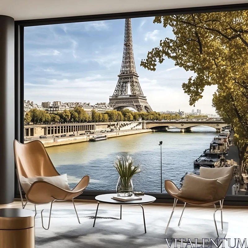 Parisian View from a Luxurious Interior AI Image