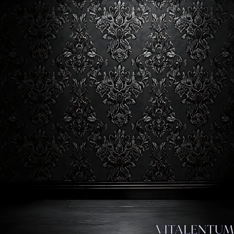 AI ART Sophisticated Dark Damask Interior