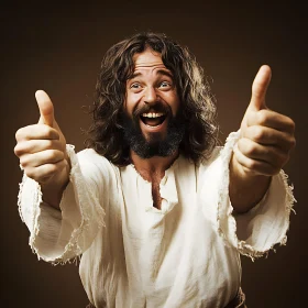 Man Giving Thumbs Up with Joyful Expression