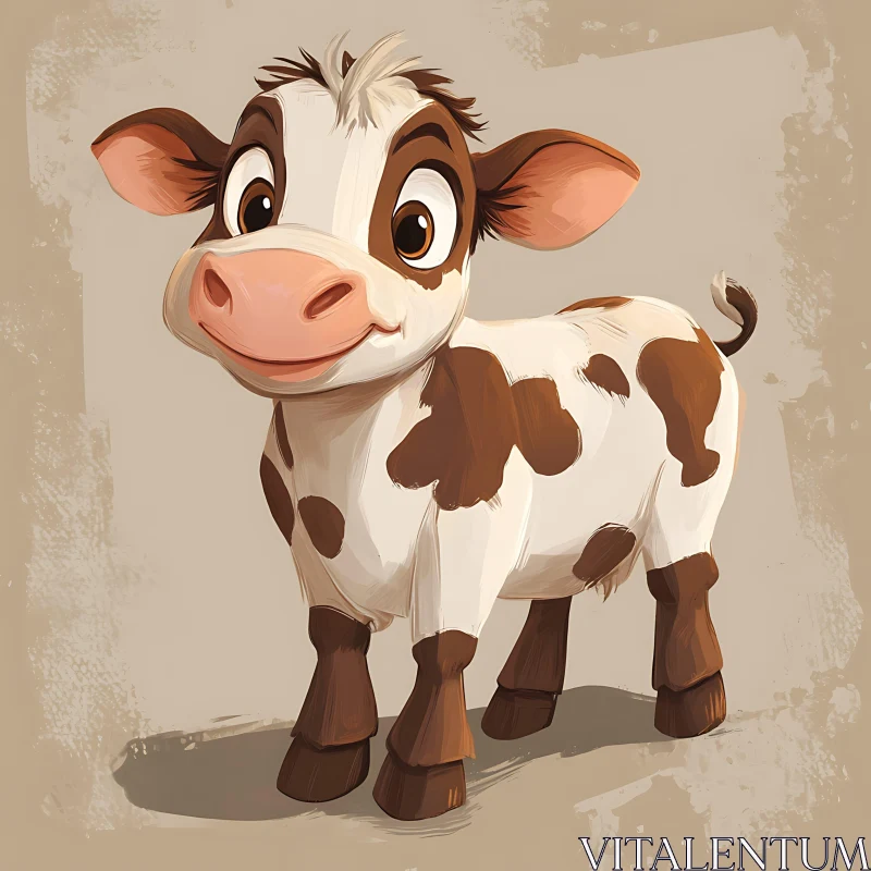 Adorable Cartoon Cow Illustration AI Image