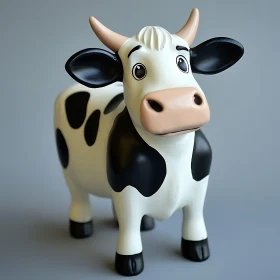 Whimsical Cow Sculpture - Black and White
