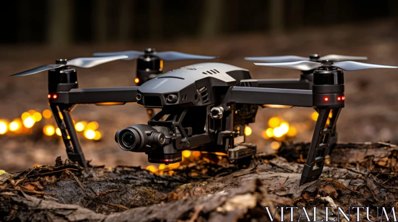 Black Drone Amidst Morning Forest - A Blend of Craftsmanship and Campcore AI Image