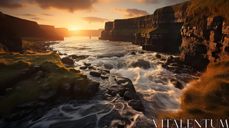 Breathtaking Sunset at the Cliffs of Ireland - Captivating Nature Photography AI Image