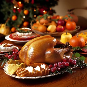 Roasted Turkey with Grapes and Squash
